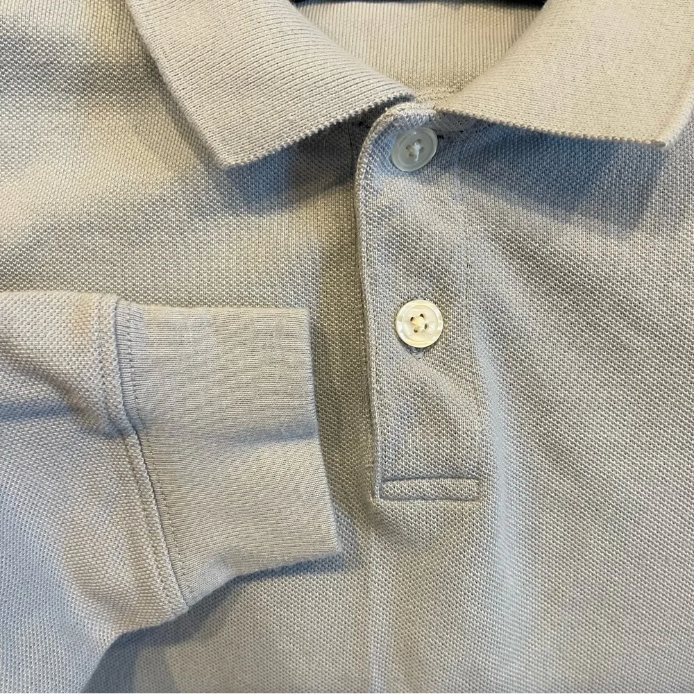 Hanna Andersson Polo Long sleeve Shirt Sz 10 Light Blue Top 100% Organic Cotton